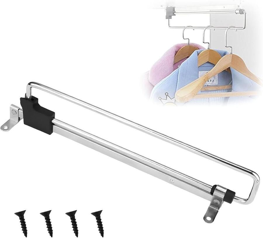 Allecto Plus Uitschuifbare kledingstang voor kast of kleedkamer Verstelbare en uittrekbare kledingstang 228-388 mm Praktische kleine kledingstangen