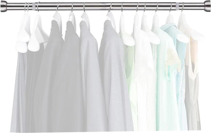 Allecto Plus Uitschuifbare Kledingstang Zilver 71-127 cm Zware Uitvoering Roestvrij Staal Slaapkameropslag