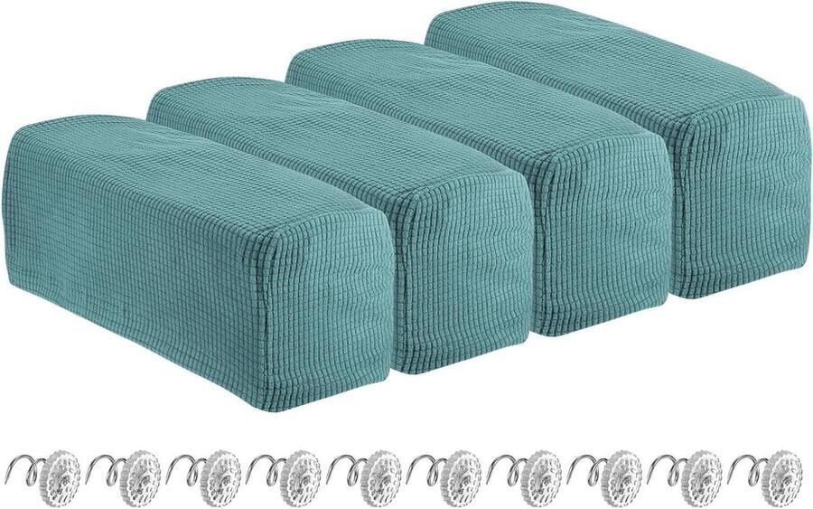 Allecto Plus Uittrekbare Armleuninghoezen 4 stuks Blauw Geschikt voor Stoelen en Banken