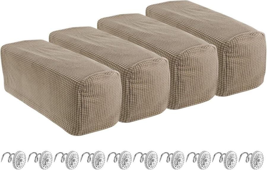 Allecto plus Armleuninghoezen voor stoelen en banken Set van 4 Zandkleurig Geschikt voor fauteuils