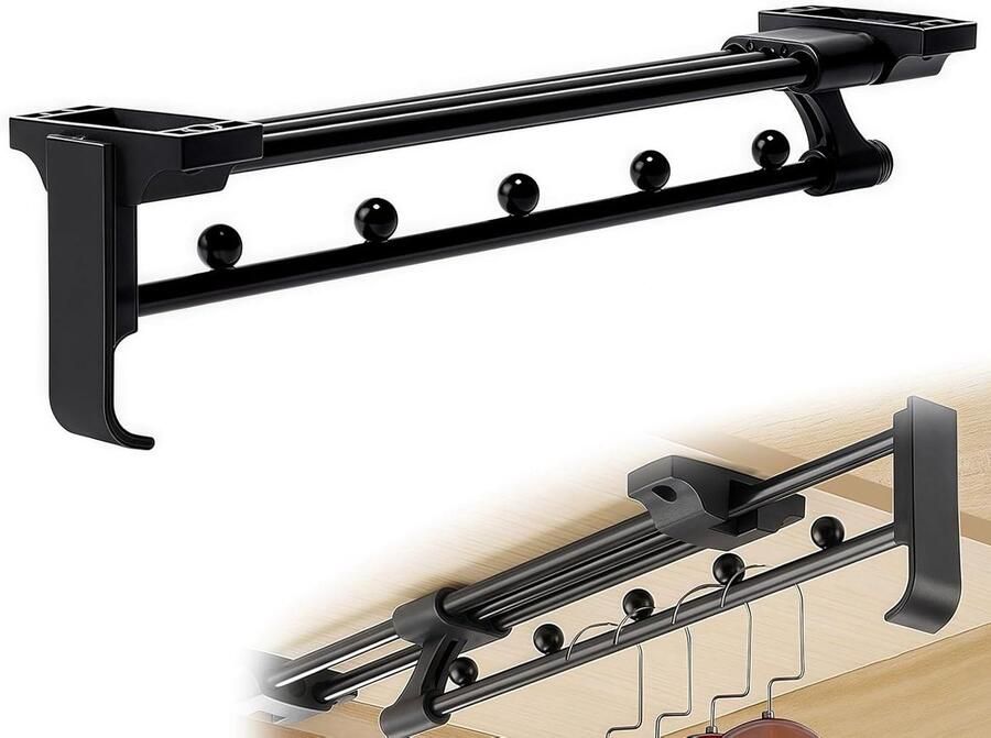 Allecto Plus Uittrekbare kledingstang 30 cm verstelbaar en telescopisch ideaal voor kasten en opslag praktische oplossing