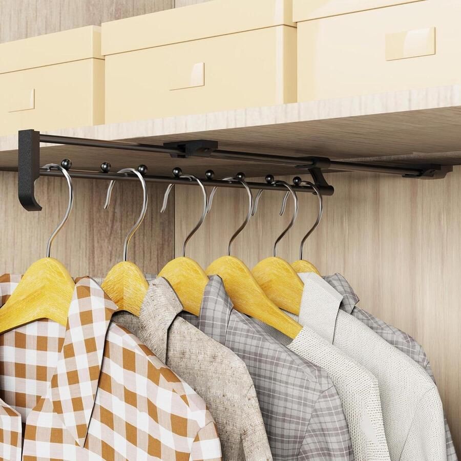 Allecto Plus Uittrekbare kledingstang met verstelbare lengte van 45 tot 82 cm voor kasten (45 cm)