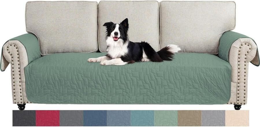 Allecto plus Bankhoes 3 Zits Universele Bankovertrek Krasbestendig Waterproof Antislip Huisdieren Woonkamer Lichtgroen