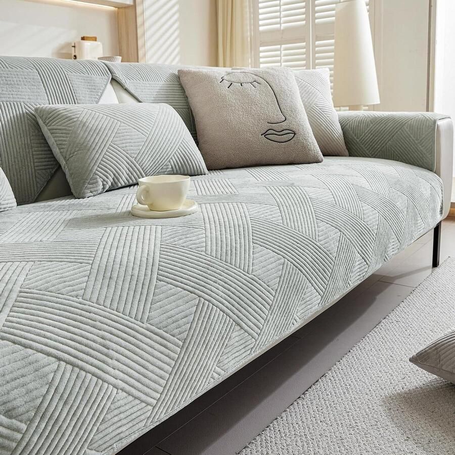 Allecto Plus Universele Bankhoes hoekbank L-vorm antislip bankovertrek wasbaar Grijs Woonkamer Hond en kat 70x70 cm