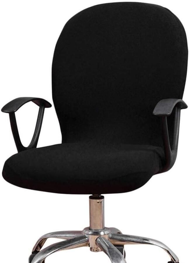 11 Zwarte Stretch Stoelhoes Zachte Cover voor Bureaustoel Universele Protector Verwijderbare en Wasbare Stoelhoezen Draaibare Stoelbescherming