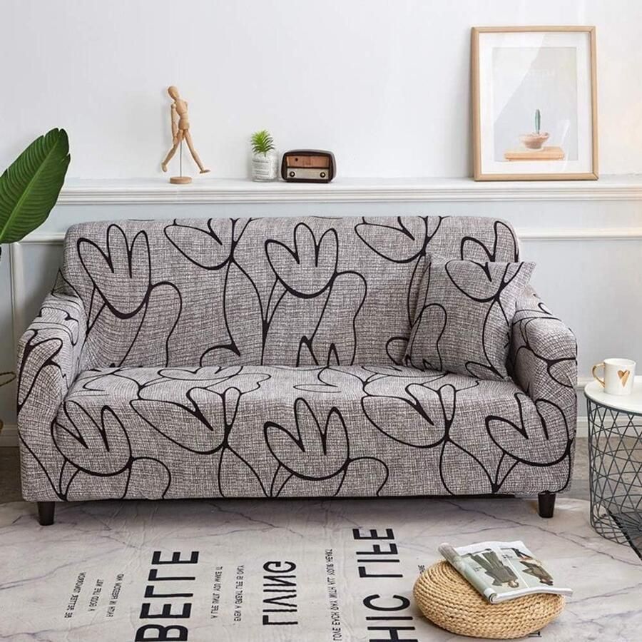 Allecto Plus Universele Elastische Bankhoes voor 1 2 3 4 Zitsbank Wasbaar Huisdierbescherming Lichtbruin Bankhoes met Elastische Stretch Geschikt voor Banken van 235-300cm