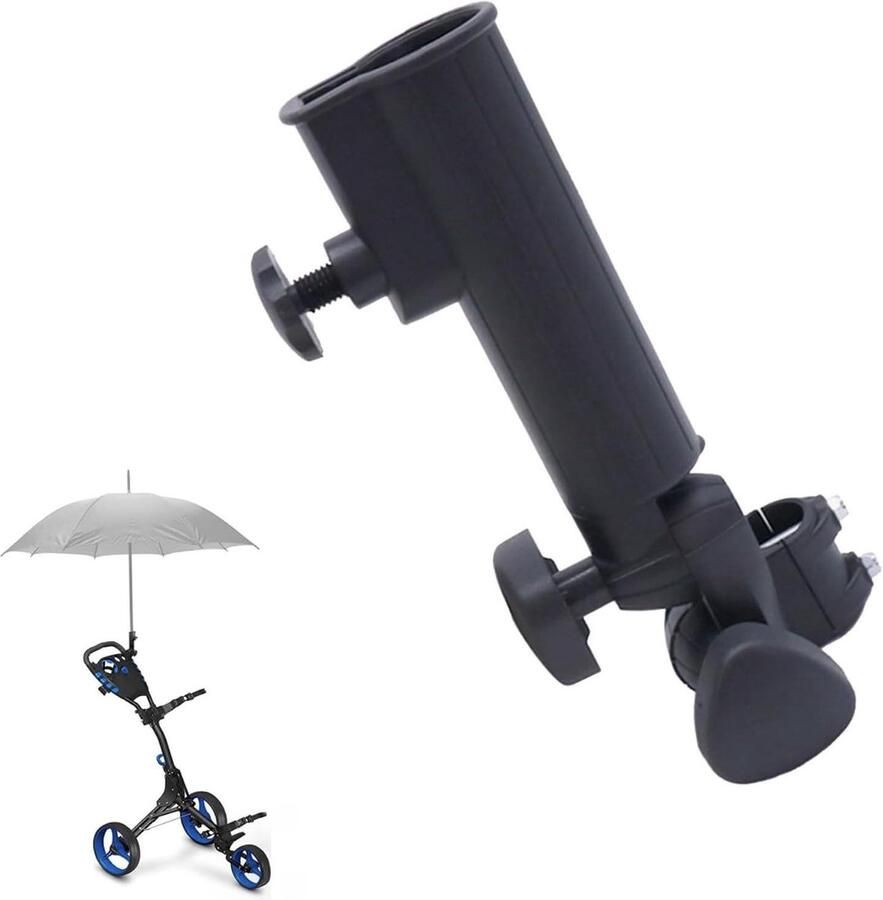 Allecto plus Parapluhouder voor golftrolley verstelbaar en universeel zwart kleur