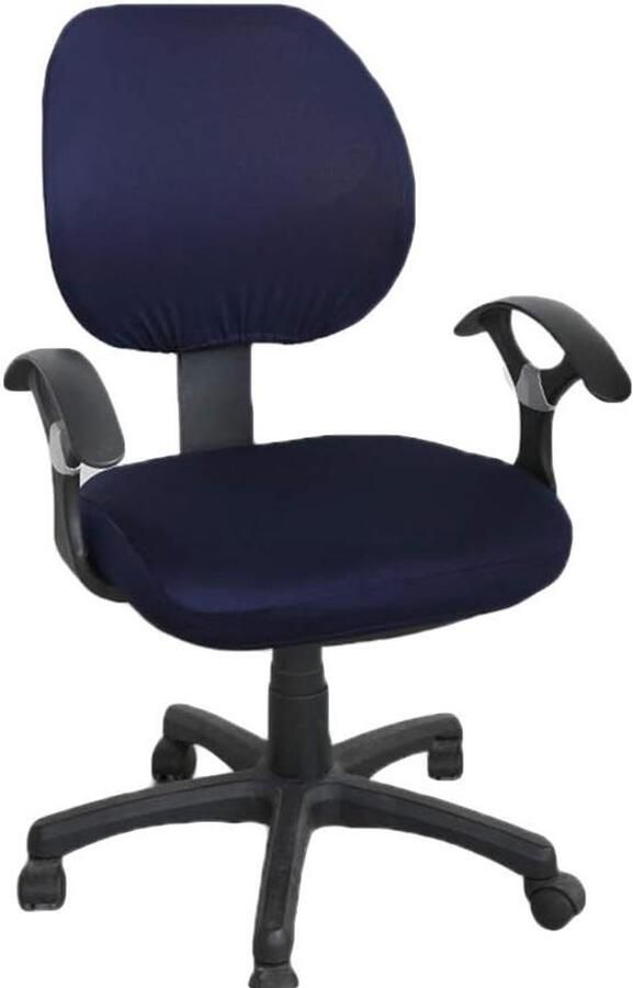 Allecto plus Universele Rekbare Rugleuning Hoes voor Bureaustoel Marine Blauw Comfort zitkussen