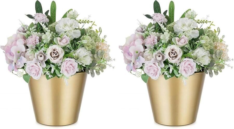 Allecto Plus Vaas Middenstuk Goud Metaal: 2 Stuks 125cm Trompet Vaas voor Bruiloft Kerst Verjaardag Feest Kleine Planten Bloemen Pot voor Binnenhuis Tafels Decoraties