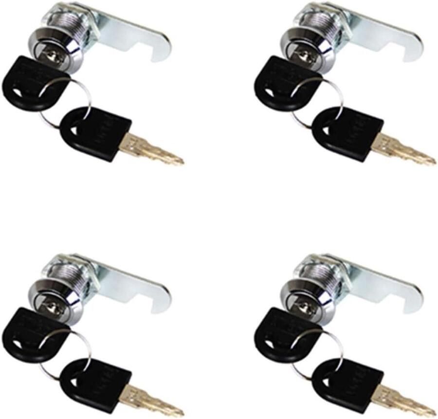 Allecto plus Veiligheidssloten 25 mm Set van 4 stuks met 8 sleutels voor kast lade kledingkast brievenbus en gereedschapskist - Foto 1