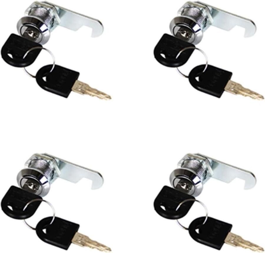 Allecto plus Veiligheidssloten set van 4 stuks 30 mm inclusief 8 sleutels voor kast lade kledingkast brievenbus en gereedschapskist