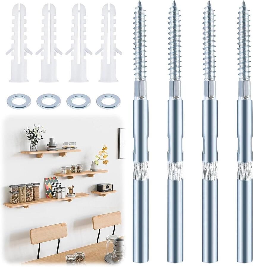 Allecto Plus Set van 4 verborgen plankhouders voor zwevende planken onzichtbare plankdragers voor boekenrek wandrek keukenrek gebruik in tuin of kamer