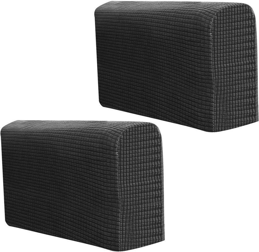 Allecto Premium Armsteunhoezen set voor fauteuil en bank zachte armkappen antislip 2 stuks meubelbeschermers in het zwart