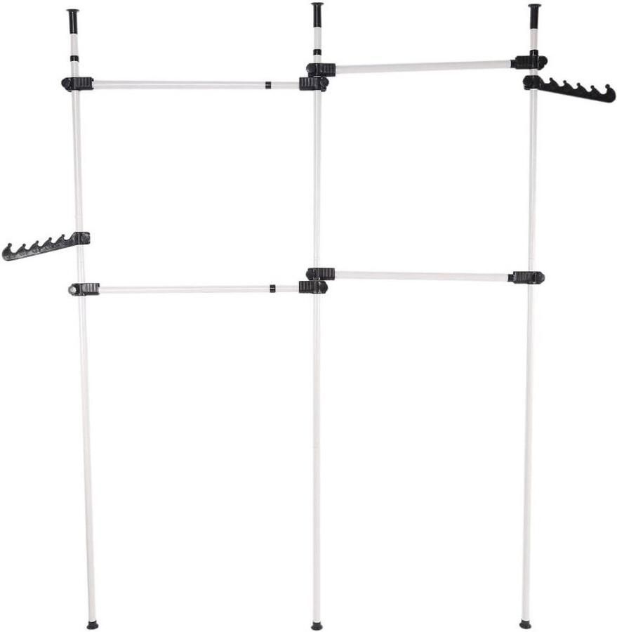 Allecto Plus Verstelbaar Kledingrek voor Thuisslaapkamer met Opbergkast en 4 Stangen