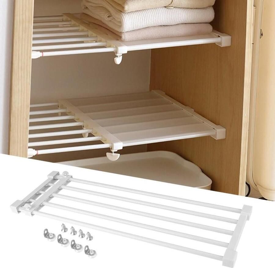 Allecto Plus Verstelbaar opbergcompartiment voor kast telescopisch garderobe keuken badkamer 73-128cm breedte