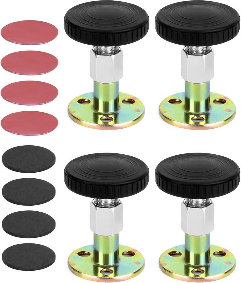 Allecto plus Verstelbare Anti-schud Bed Stoppers Set Hoofdeinde Stabilisator met Schokabsorberende Kussens voor Bedden Kasten Bureaus Banken 47-64 mm 4 Stuks Voorkomt Schudden