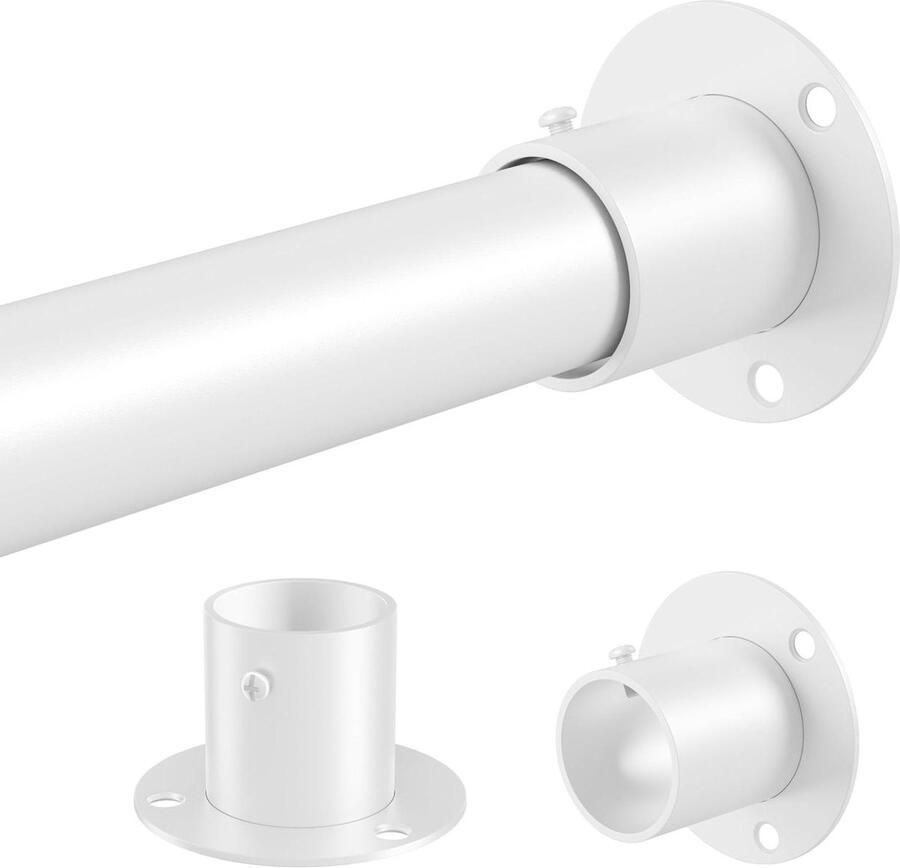 Allecto plus Garderobepaal met uitschuifbare kledingstang van roestvrij staal Wit Lengte 85-230 cm Diameter 32 mm Voor kast en opslag