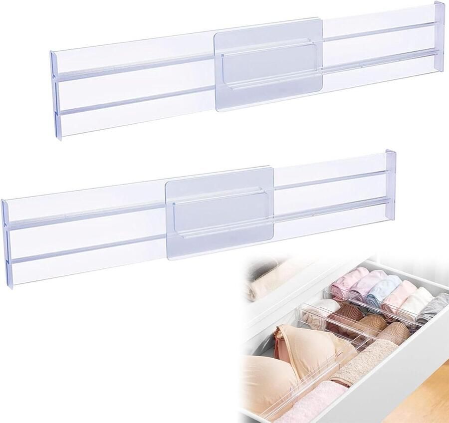 Allecto Plus Verstelbare ladeverdelers voor keuken slaapkamer commode en kantoor 2 stuks Organizer voor lades met verstelbare indeling