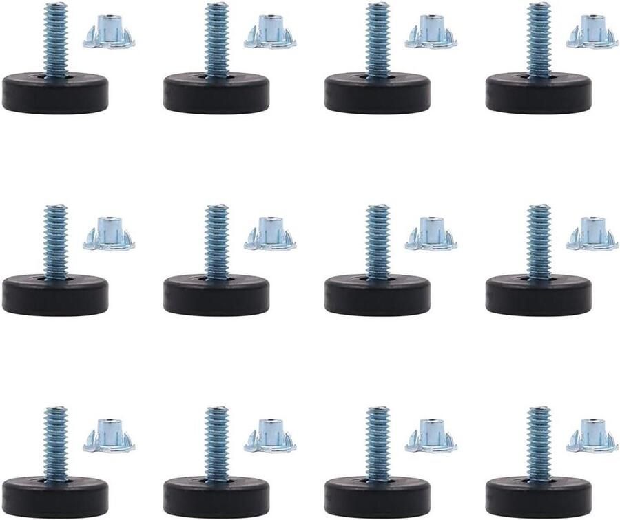 Allecto plus Verstelbare Meubelpoten (12 stuks) voor Stoel en Tafel met Schroefdraad 1 4 inch