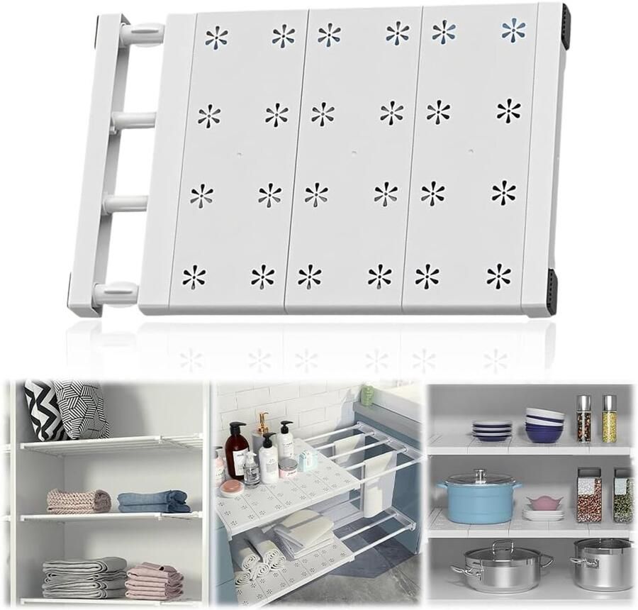 Allecto plus Verstelbare telescopische planken voor kast 38-60 cm universeel kledingkast keuken badkamer nagelvrij uitbreidbaar 24 cm breedte