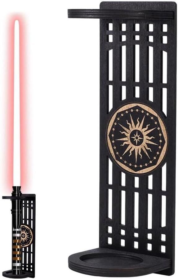 Allecto plus Verticaal Zwart Lichtzwaard Wandrek voor Muurmontage Zon Patroon Cadeau voor Lichtzwaard Liefhebbers