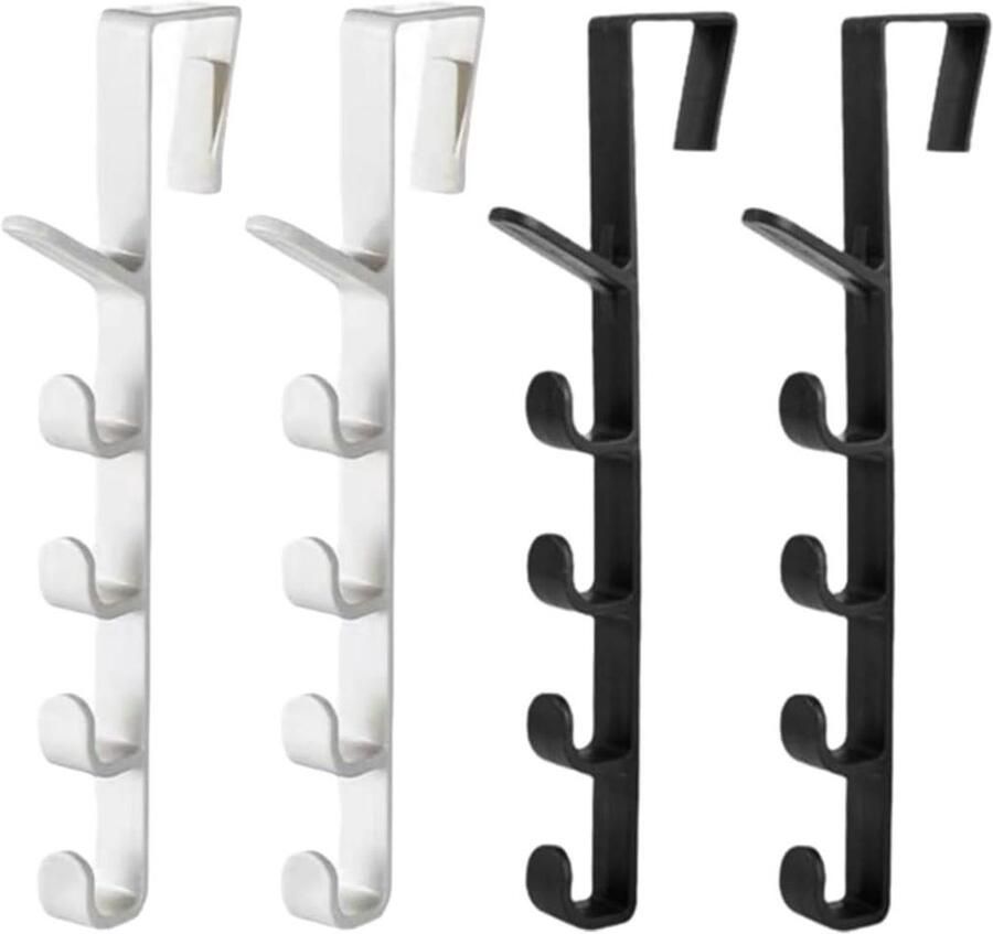 Allecto Plus Verticale Deurkapstokken voor Slaapkamer en Badkamer Set van 4 Robuuste Deurhaken Geen Boren Nodig Handige Haken