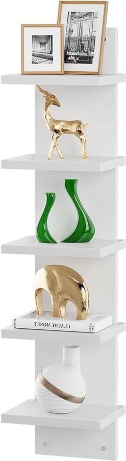 Allecto Plus Verticale Wandplank Unit Wit Organizer Toren Design Decoratief Muur Rek Thuis Kantoor Slaapkamer Decoratie Witte Wandplank WBC009W