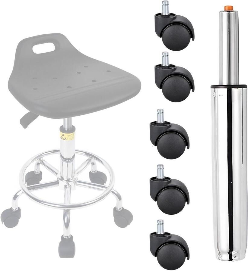 Allecto Plus Vervanging Gaslift Bureaustoel Gaszuiger & Base Verstelbaar & Explosiebestendig Met 5 Wielen