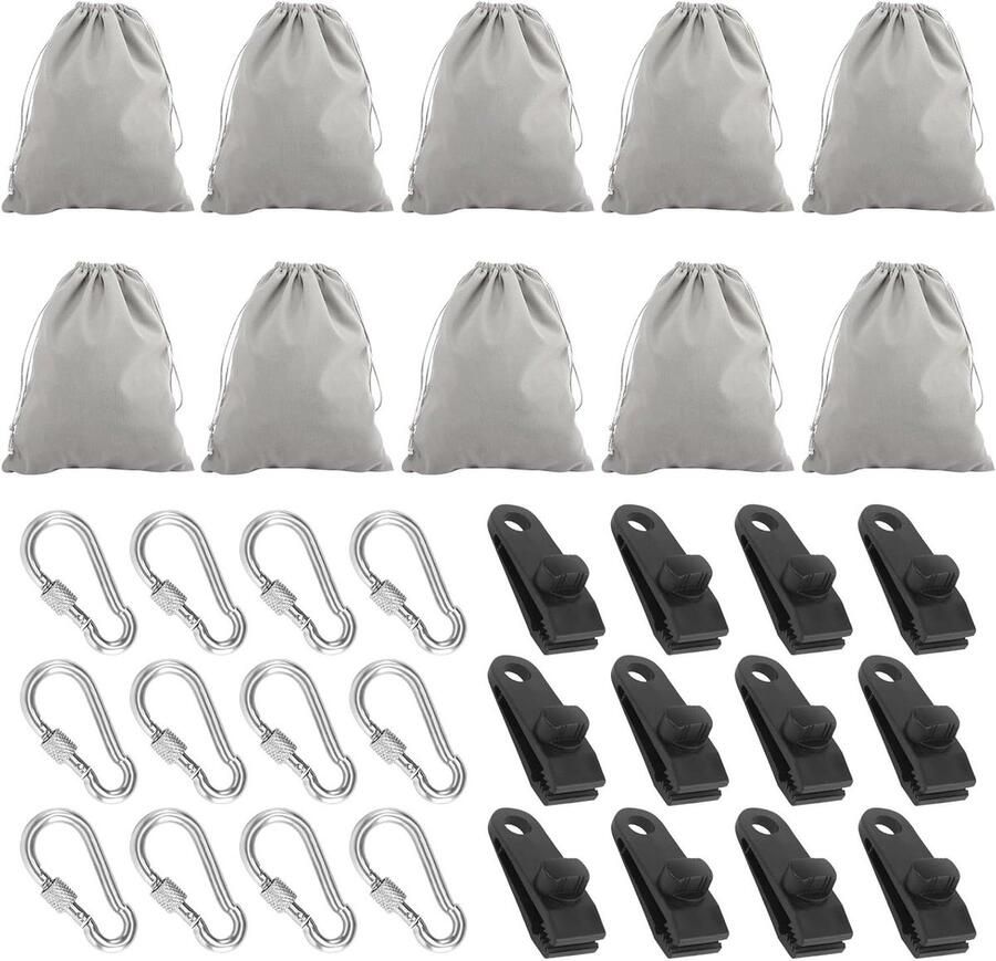 Allecto plus Verzwaarde gewichtstassen voor paviljoen en tafelkleden set van 10 stuks met karabijnhaken en clips Voor buiten familiefeest camping en bruiloft