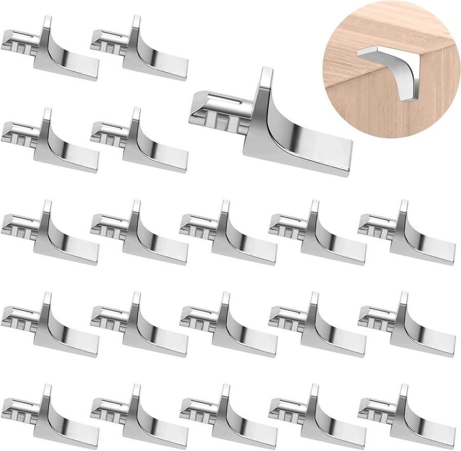 Allecto Plus Vierkante metalen plankdragers 20 stuks 5 mm vernikkelde plankdragers antislip planksteunpennen hoekverbinders voor kast en boekenkast