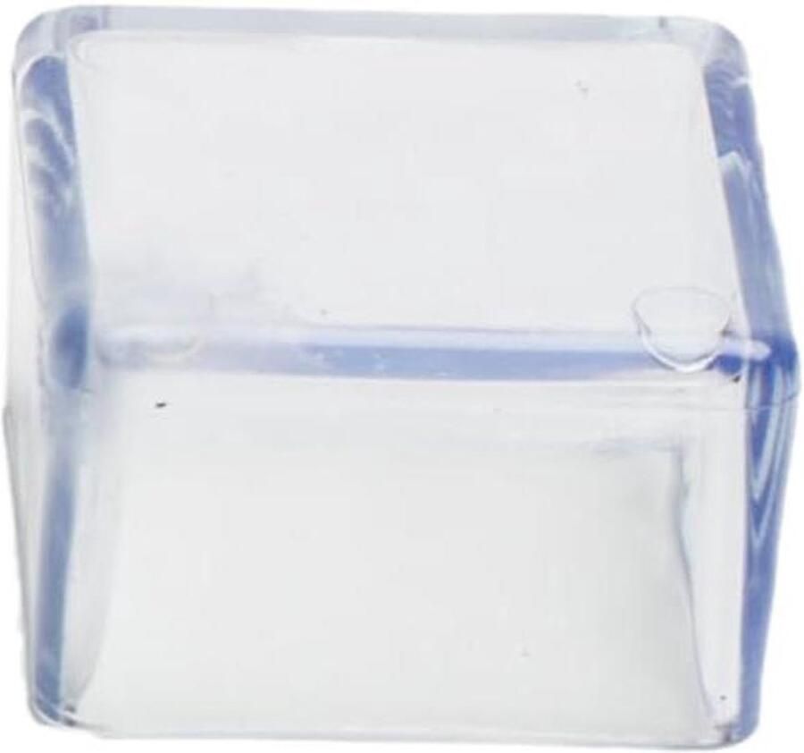 Allecto Plus Vierkante Stoelpootdoppen Kunststof Stoppers Antislip Vloerbeschermers Stoelpoothoezen Transparant 70 x 70 mm Set van 8 stuks