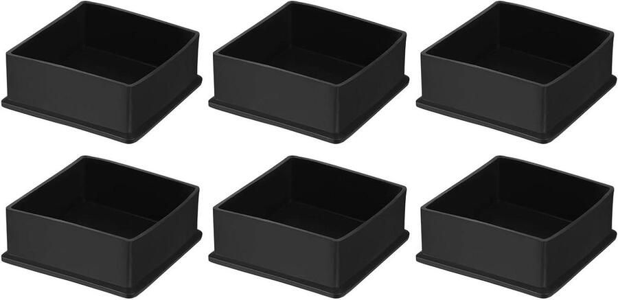 Titel: Allecto plus Set van 6 vierkante pvc stoelpootdoppen 75x75 mm Zwart Meubelpoten voor tafels tuin kast en bed
