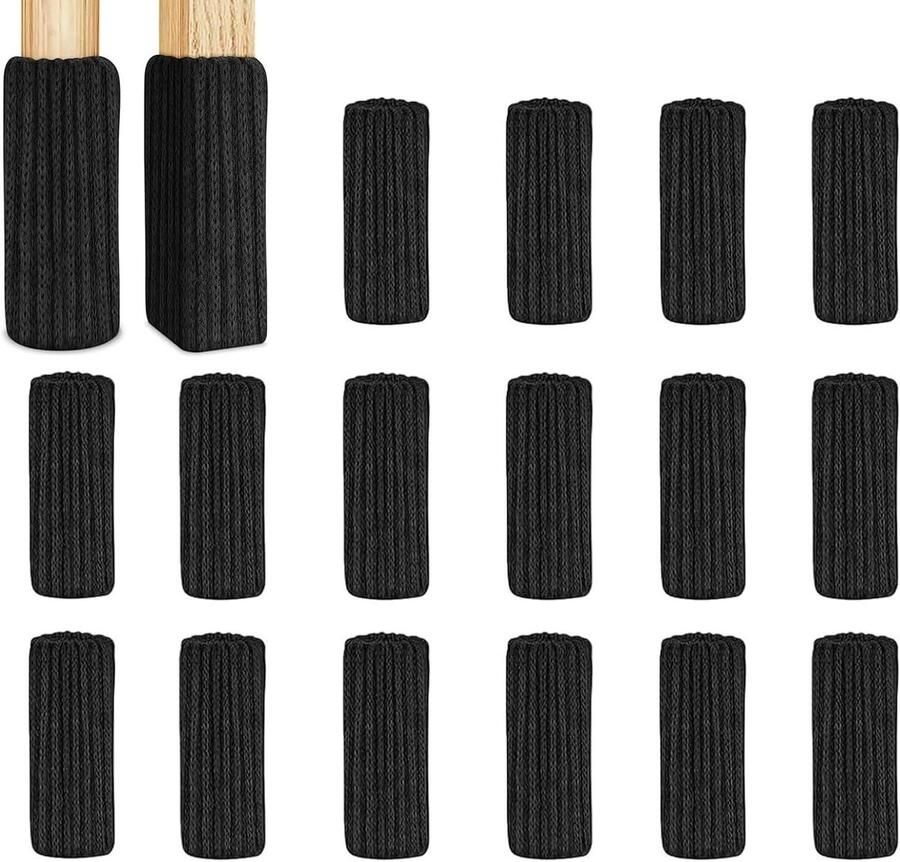 Allecto Plus Vierkante stoelrubbers met antislip sokken voor gestoffeerde stoelen 16 stuks