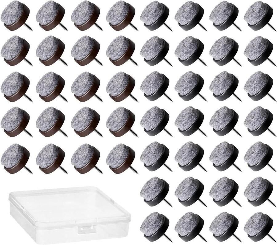 Allecto Plus Viltdoppen voor stoelpoten ter bescherming van parket laminaat en tegels 60 stuks 20 mm diameter