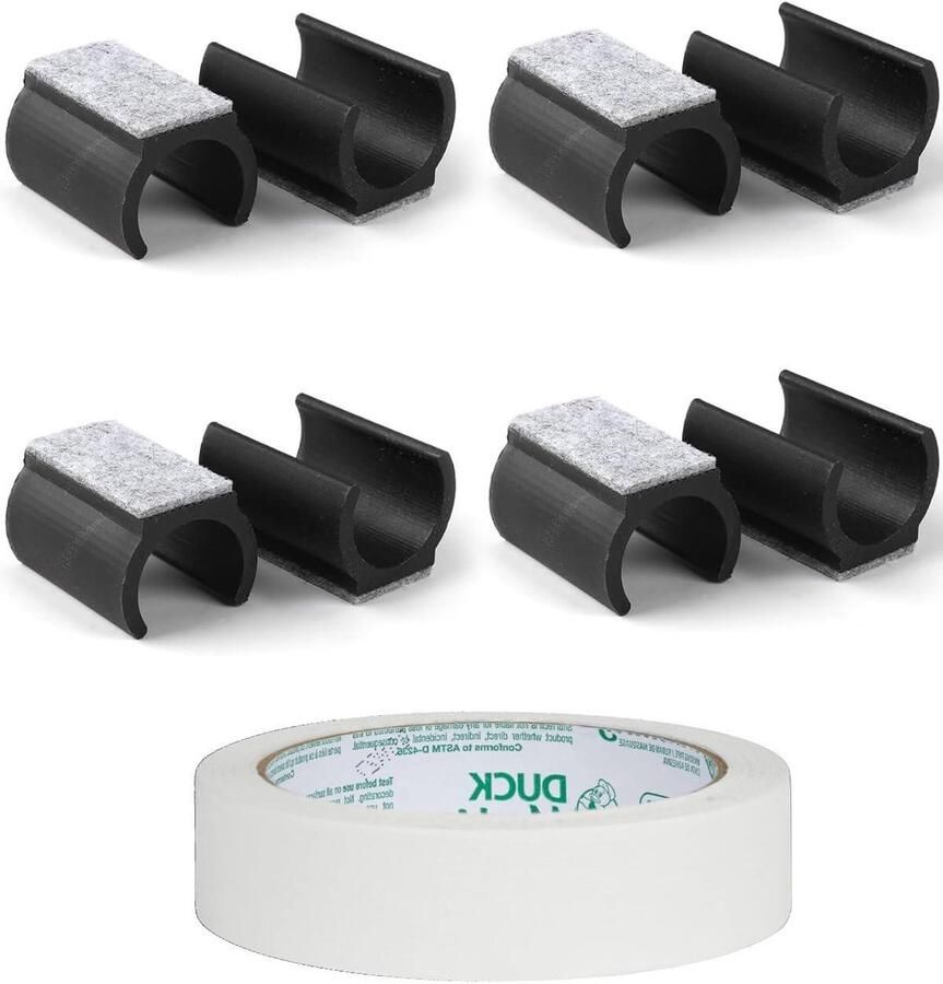 Allecto Plus Vilten glijders voor schommelstoelen Set van 8 U-vorm Antislip Wit Geschikt voor stoelpoten van 25 mm Meubelbescherming