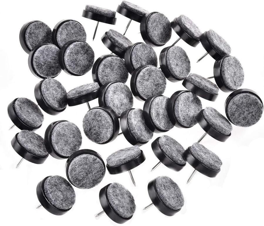 Allecto Plus Viltglijders 50 stuks voor houten stoelen en tafels Zwart Ø 22 mm Meubelbeschermers met schroeven