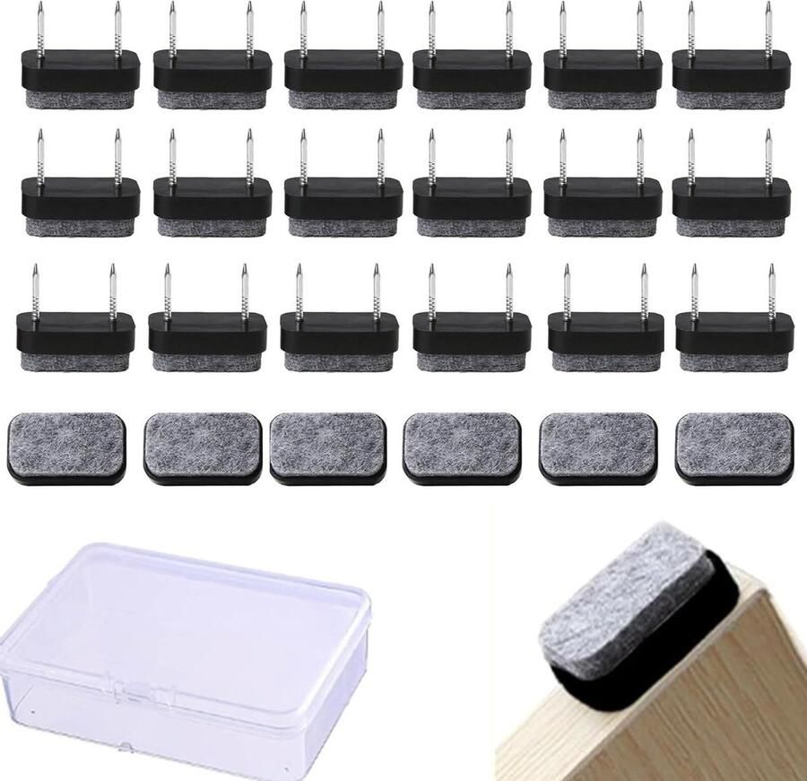 Allecto plus Viltglijders voor stoelen en meubels met zelfklevend zacht vilt 24 stuks nagelmeubelglijders stoelviltdoppen met opbergdoos