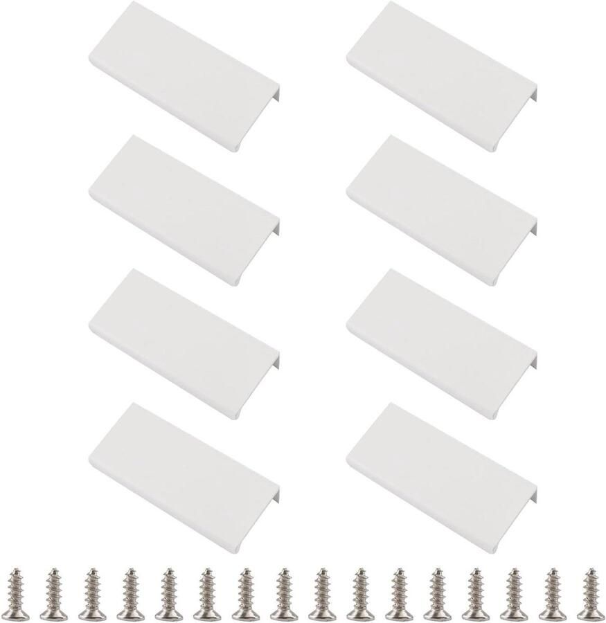 Allecto Premium Moderne stijl verborgen handvat 8 stuks Aluminiumlegering Ladehandvat Kledingkast handvat Kast hardware Wit 80 mm Set van 8 Onzichtbare handgreep