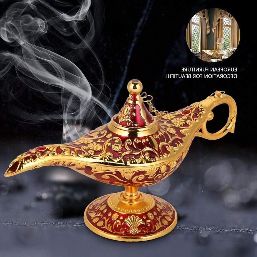 Allecto Plus Vintage Aladdin Lamp Oliebrander Tafeldecoratie en Geschenk (Goud)