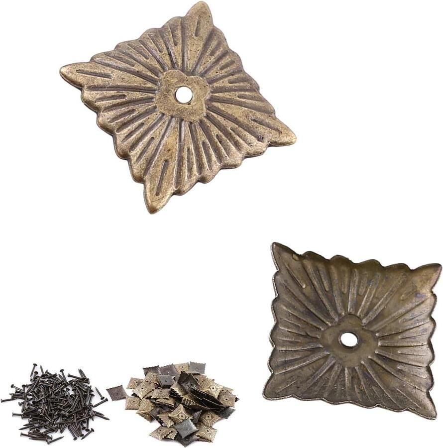 Allecto plus Vintage bronzen meubelspijkers Decoratieve noppen 100 stuks Meubels bank deur 21 x 21 mm