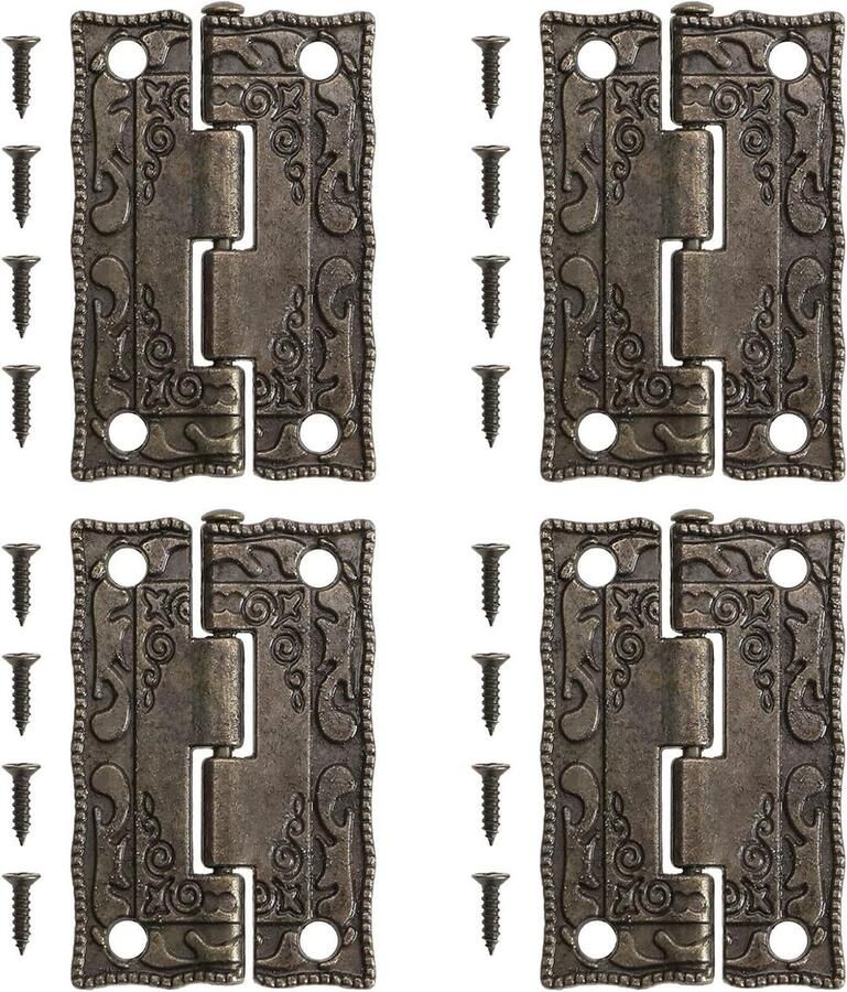 Allecto Plus Vintage Deurscharnieren Antiek Brons Inklapbaar Decoratief Met Schroeven Houten Kisten Juwelenkistjes Retro Stijl 20 Stuks