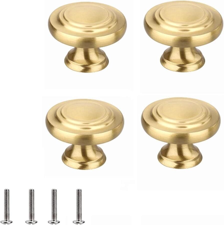 Allecto Plus Vintage gouden meubelknoppen Set van 4 Met schroeven Voor kledingkast en laden Retro design