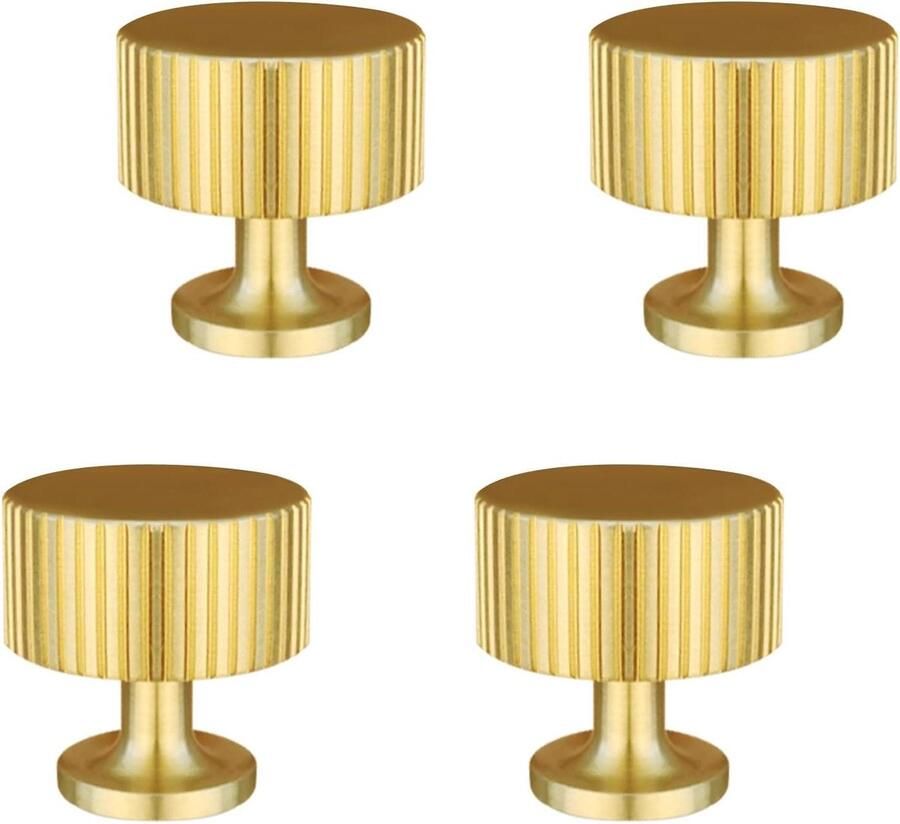 Allecto Plus Goudkleurige Meubelknoppen Vintage Stijl Set van 4 Kastgrepen Ronde Kastknoppen Voor Slaapkamer en Badkamer
