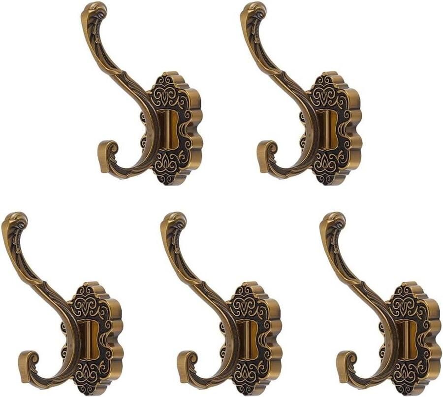 Allecto plus Vintage Kapstok Haken (5 stuks) Antiek Bronzen Retro Decoratief Muur Mount voor Portemonnee Hoed Kleiding Badkamer Kast