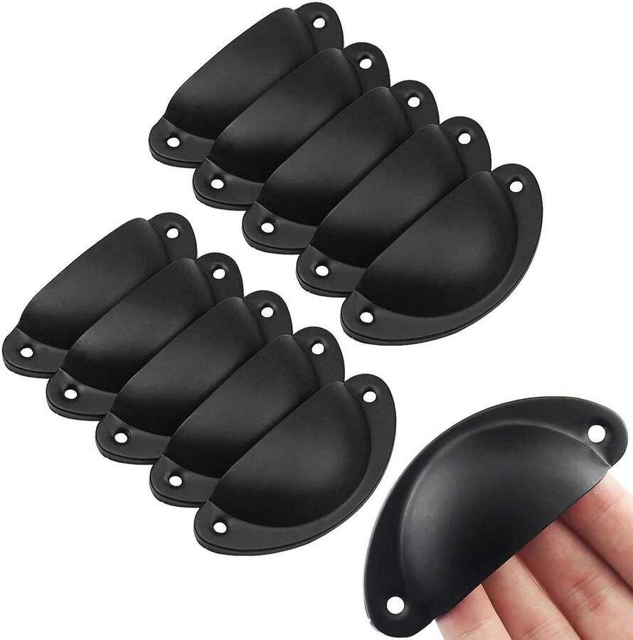 Allecto Plus Vintage schelpgrepen 12 stuks antieke kastgrepen zwart meubelgrepen