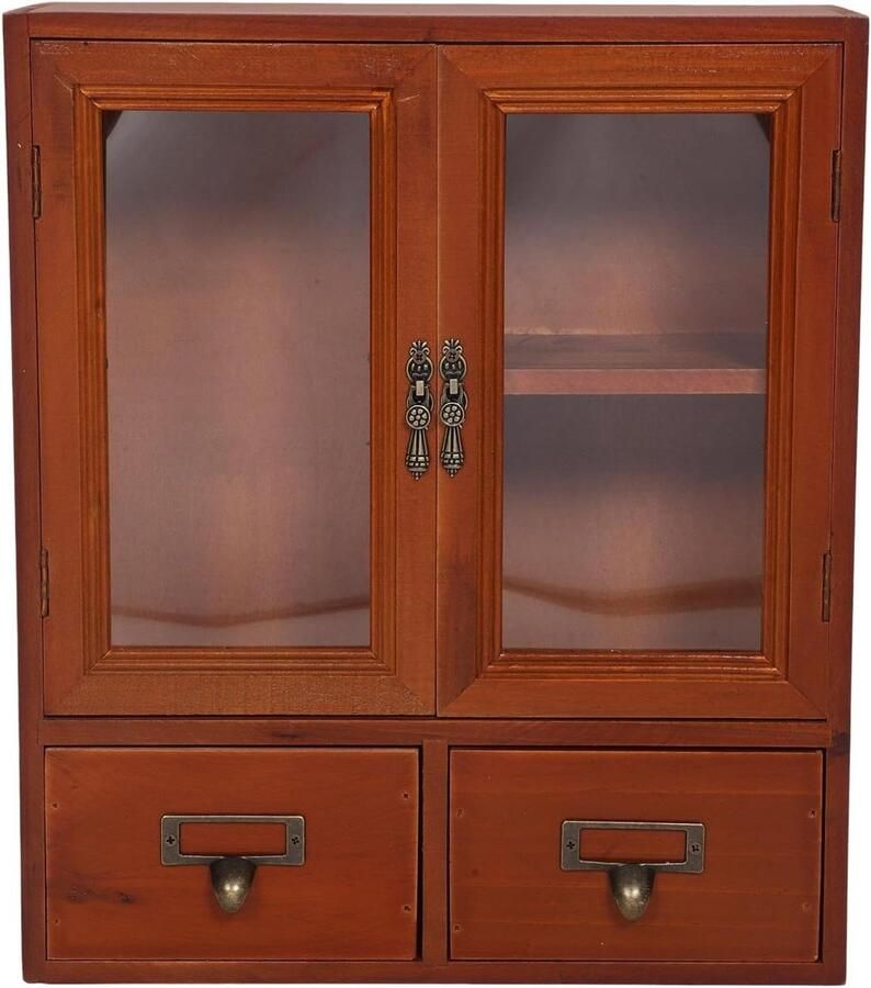 Allecto plus Vintage wandkast voor medicijnen en decoraties Wandgemonteerd Houten mini-opzetkast Apothekerskast Wandhanger EHBO-kast combinatie