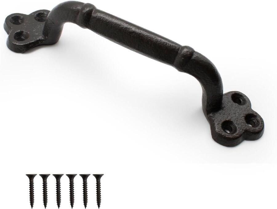 Allecto Plus Vintage Zwart Gietijzeren Schuifdeurgreep voor Deurschuren en Kasten Retrostijl Handgrepen Meubelgreep met Verdikte Basis GHFTCCF