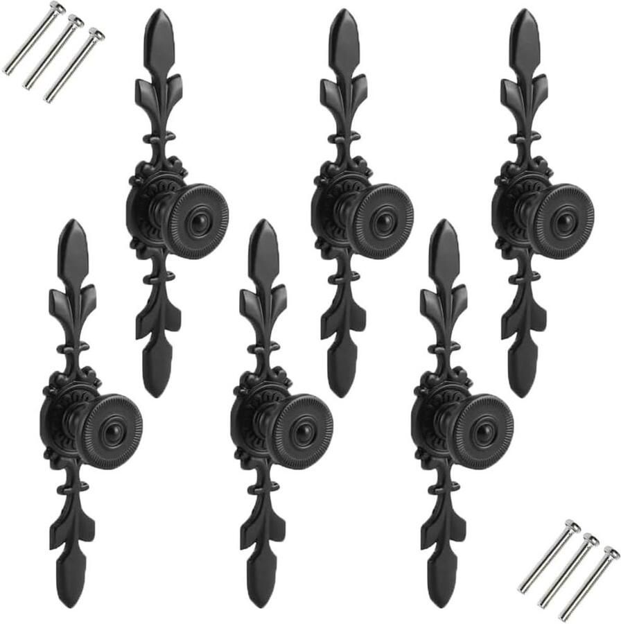 Allecto Plus Vintage Zwarte Stijl Pull Handvat Deur Meubelknoppen Handgrepen Klassieke Kast Handvat Lade Knoppen Thuis Meubels Lade Kast met Schroef