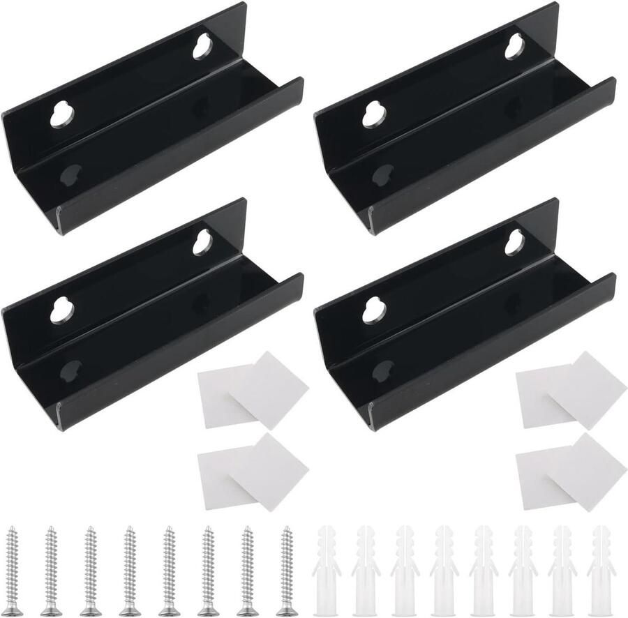 Allecto Plus Vinylplaten Wandhouder Set van 4 Transparante Muurbeugels voor Vinylplaten CD's en Fotoalbums