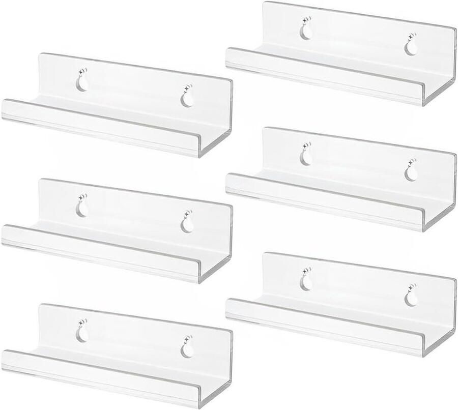 Allecto Plus Vinylplatenstandaard voor 10cm platen Wandrek voor Vinylplaten en Fotoalbums 6 Stuks